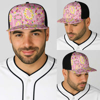 Hawaiian Leis Baseball Net Cap Kakau Tattoos and Palaka Pastel Pink Color