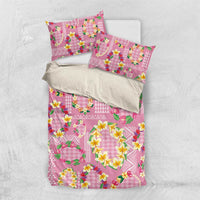 Hawaiian Leis Bedding Set Kakau Tattoos and Palaka Pastel Pink Color
