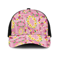 Hawaiian Leis Mesh Trucker Cap Kakau Tattoos and Palaka Pastel Pink Color LT03 One Size Black Pink - Polynesian Pride