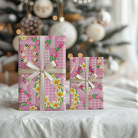 Hawaiian Leis Wrapping Paper Kakau Tattoos and Palaka Pastel Pink Color LT03 - Polynesian Pride