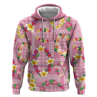 Hawaiian Leis Zip Hoodie Kakau Tattoos and Palaka Pastel Pink Color LT03 Pullover Hoodie Pink - Polynesian Pride