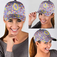 Hawaiian Leis Classic Cap Kakau Tattoos and Palaka Pastel Purple Color LT03 - Polynesian Pride