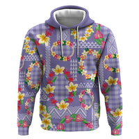 Hawaiian Leis Hoodie Kakau Tattoos and Palaka Pastel Purple Color LT03 Pullover Hoodie Purple - Polynesian Pride