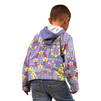 Hawaiian Leis Kid Hoodie Kakau Tattoos and Palaka Pastel Purple Color