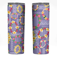 Hawaiian Leis Skinny Tumbler Kakau Tattoos and Palaka Pastel Purple Color