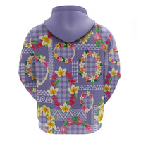 Hawaiian Leis Zip Hoodie Kakau Tattoos and Palaka Pastel Purple Color