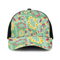 Hawaiian Leis Baseball Net Cap Kakau Tattoos and Palaka Pastel Green Color LT03 One Size Black Green - Polynesian Pride