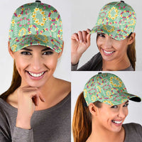 Hawaiian Leis Classic Cap Kakau Tattoos and Palaka Pastel Green Color