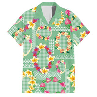 Hawaiian Leis Family Matching Short Sleeve Bodycon Dress and Hawaiian Shirt Kakau Tattoos and Palaka Pastel Green Color