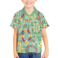 Hawaiian Leis Family Matching Tank Maxi Dress and Hawaiian Shirt Kakau Tattoos and Palaka Pastel Green Color