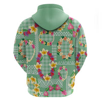 Hawaiian Leis Hoodie Kakau Tattoos and Palaka Pastel Green Color