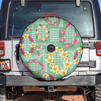 Hawaiian Leis Spare Tire Cover Kakau Tattoos and Palaka Pastel Green Color