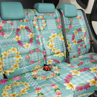 Hawaiian Leis Back Car Seat Cover Kakau Tattoos and Palaka Pastel Teal Color