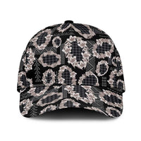 Hawaiian Leis Classic Cap Kakau Tattoos and Palaka Pastel Grayscale LT03 Universal Fit Black - Polynesian Pride