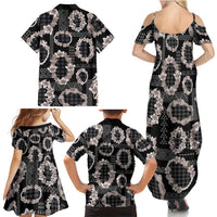 Hawaiian Leis Family Matching Summer Maxi Dress and Hawaiian Shirt Kakau Tattoos and Palaka Pastel Grayscale