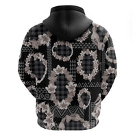 Hawaiian Leis Hoodie Kakau Tattoos and Palaka Pastel Grayscale LT03 - Polynesian Pride
