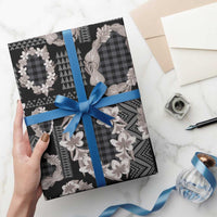 Hawaiian Leis Wrapping Paper Kakau Tattoos and Palaka Pastel Grayscale