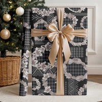 Hawaiian Leis Wrapping Paper Kakau Tattoos and Palaka Pastel Grayscale