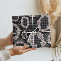 Hawaiian Leis Wrapping Paper Kakau Tattoos and Palaka Pastel Grayscale