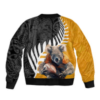 New Zealand and Australia Rugby Bomber Jacket Koala and Maori Warrior Together