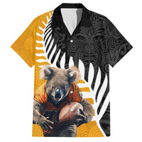 New Zealand and Australia Rugby Family Matching Off The Shoulder Long Sleeve Dress and Hawaiian Shirt Koala and Maori Warrior Together
