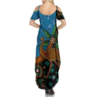 Fiji and Australia Summer Maxi Dress Palm Tree and Abogirinal Emu LT03 - Polynesian Pride