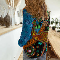 Fiji and Australia Women Casual Shirt Palm Tree and Abogirinal Emu