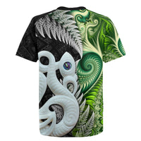 New Zealand Koru Natural Rugby Jersey Manaia and Silver Fern Maori Pattern
