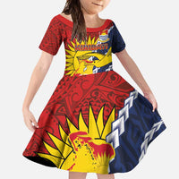 Kiribati Independence Day Family Matching Short Sleeve Bodycon Dress and Hawaiian Shirt Polynesian and Melanesian Art Tattoo