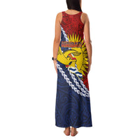 Kiribati Independence Day Family Matching Tank Maxi Dress and Hawaiian Shirt Polynesian and Melanesian Art Tattoo