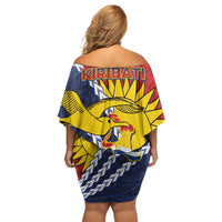 Kiribati Independence Day Off Shoulder Short Dress Polynesian and Melanesian Art Tattoo