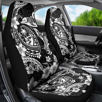 Guam Dolphins Tribal Tattoo Car Seat Cover Polynesian Art and Tropical Flower Grayscale