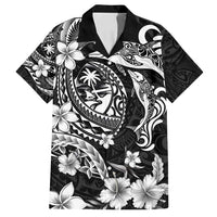 Guam Dolphins Tribal Tattoo Family Matching Summer Maxi Dress and Hawaiian Shirt Polynesian Art and Tropical Flower Grayscale