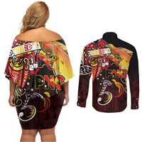 Papua New Guinea 2025 Couples Matching Off Shoulder Short Dress and Long Sleeve Button Shirt 50th Independence Day Anniversary