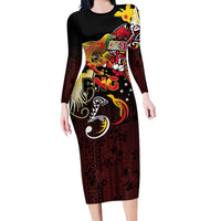 Papua New Guinea 2025 Family Matching Long Sleeve Bodycon Dress and Hawaiian Shirt 50th Independence Day Anniversary