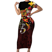 Papua New Guinea 2025 Family Matching Short Sleeve Bodycon Dress and Hawaiian Shirt 50th Independence Day Anniversary