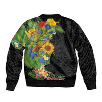 Hawaiian Tropical Plants and Chameleon Bomber Jacket Polynesian Art Colorful LT03 - Polynesian Pride
