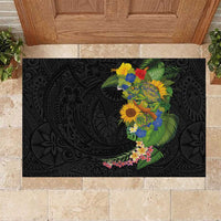 Hawaiian Tropical Plants and Chameleon Rubber Doormat Polynesian Art Colorful - Polynesian Pride
