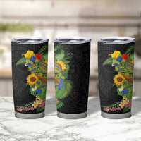 Hawaiian Tropical Plants and Chameleon Tumbler Cup Polynesian Art Colorful - Polynesian Pride