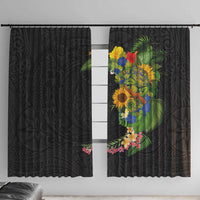 Hawaiian Tropical Plants and Chameleon Window Curtain Polynesian Art Colorful - Polynesian Pride