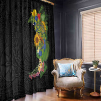 Hawaiian Tropical Plants and Chameleon Window Curtain Polynesian Art Colorful - Polynesian Pride