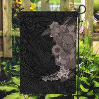 Hawaiian Tropical Plants and Chameleon Garden Flag Polynesian Art Grayscale - Polynesian Pride