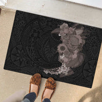 Hawaiian Tropical Plants and Chameleon Rubber Doormat Polynesian Art Grayscale - Polynesian Pride
