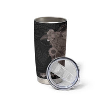 Hawaiian Tropical Plants and Chameleon Tumbler Cup Polynesian Art Grayscale - Polynesian Pride