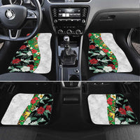 Hawaiian Tropical Flowers and Leaves Car Mats on Leopard Pattern Half Style White-Black Version - Polynesian Pride