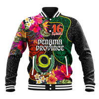 Penama Day Baseball Jacket 16th September Polynesian Pattern with Pacific Flower LT03 Unisex Black - Polynesian Pride