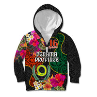 Penama Day Kid Hoodie 16th September Polynesian Pattern with Pacific Flower LT03 Zip Hoodie Black - Polynesian Pride