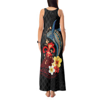 Hawaiian Whale and Volcanic Eruption Tank Maxi Dress Hibiscus and Kakau Pattern LT03 - Polynesian Pride