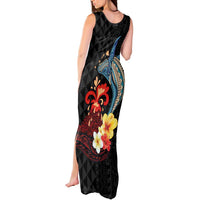 Hawaiian Whale and Volcanic Eruption Tank Maxi Dress Hibiscus and Kakau Pattern LT03 - Polynesian Pride