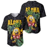 Hawaiian Halloween Baseball Jersey Aloha Pinapple with Mysterious Hands and Polynesian Tribal Tattoo LT03 - Polynesian Pride